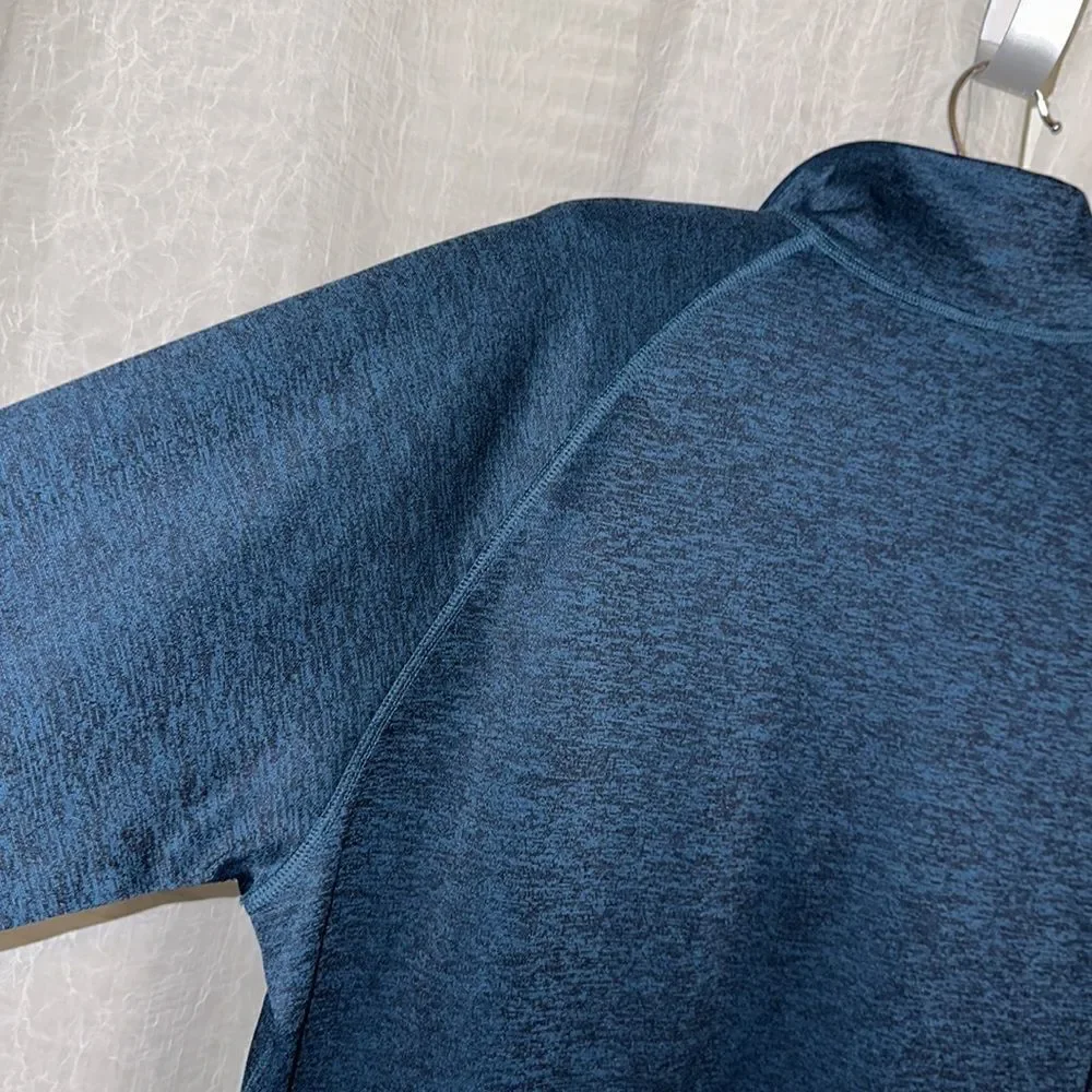 adidas L climalite Blue Black Heathered Quarter Zip Pullover Athletic Sweatshirt